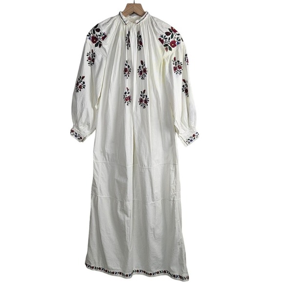 Vintage Ukranian Vyshyvanka Embroidered Dress Gown Folk Costume Peasant‎ White - Picture 1 of 14